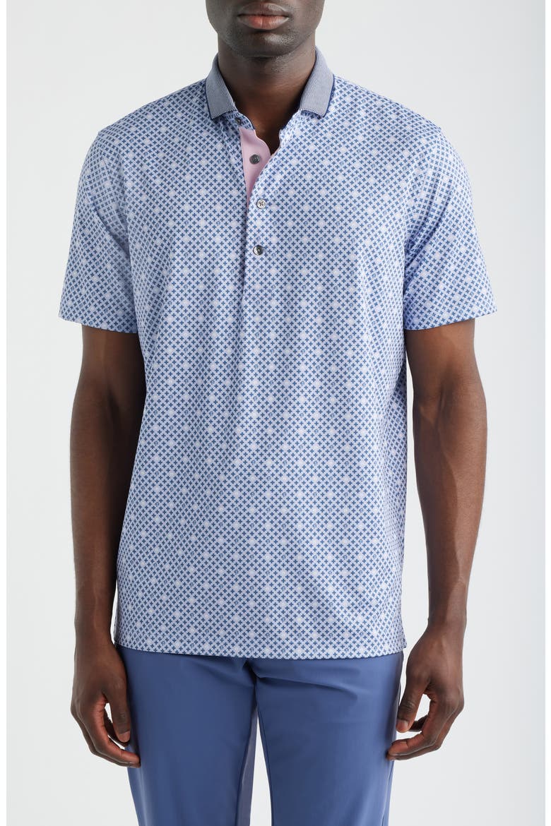 Pack Mentality Geo Print Performance Golf Polo, Main, color, JELLYFISH