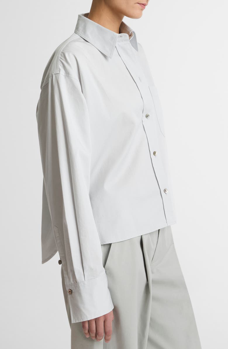 Vince Crop Cotton Shirt, Alternate, color, Light Grey