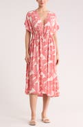 NORDSTROM RACK Floral Short Sleeve Cover-Up Dress