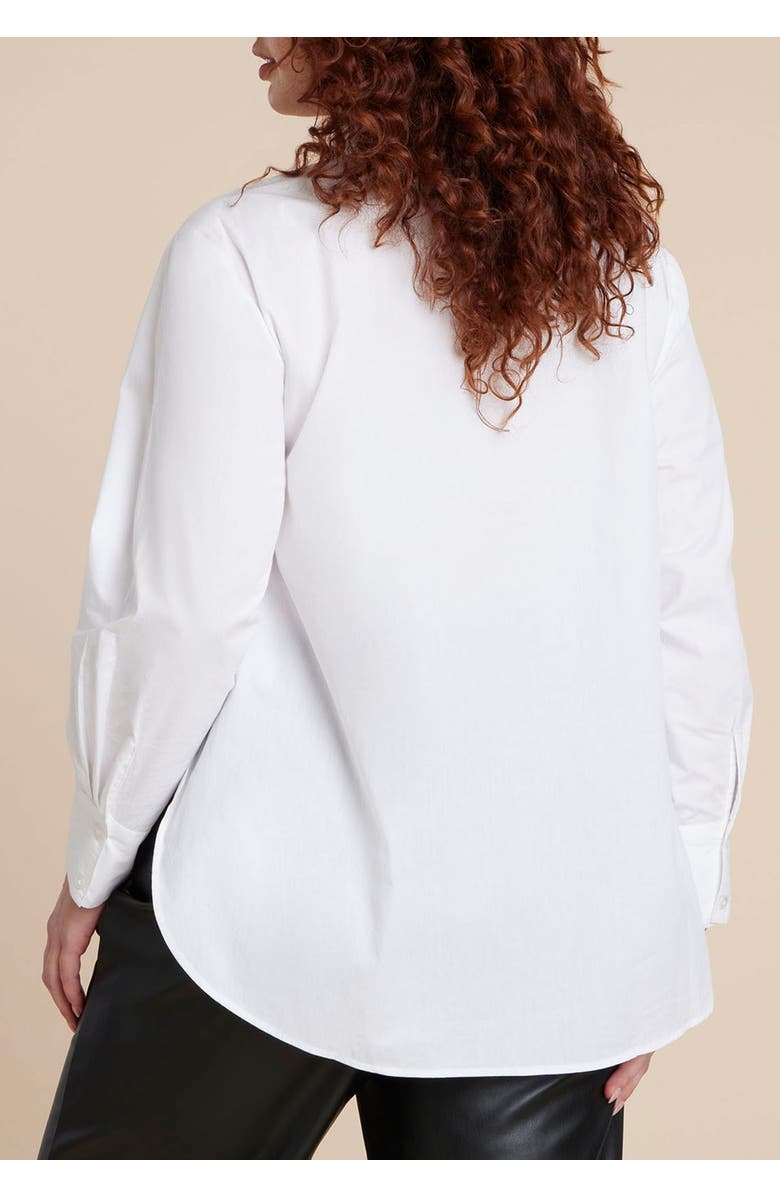 ELOQUII Dramatic Neck-Tie Poplin Shirt, Alternate, color, Optic White