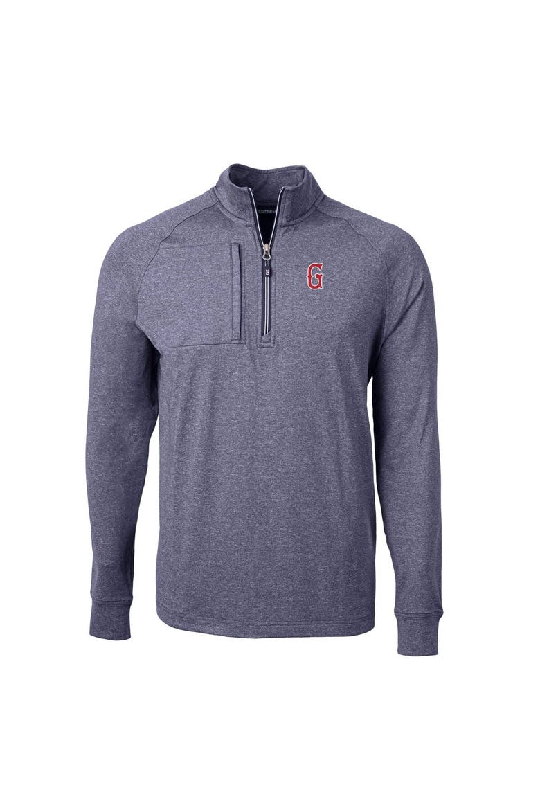 Men's Cutter & Buck  Heather Navy Greenville Drive Adapt Eco Knit Heather Big & Tall Quarter-Zip Pullover Top, Alternate, color, Heather Navy