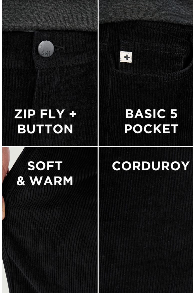 Athletic Fit Five-Pocket Corduroy Pants, Alternate, color, BLACK