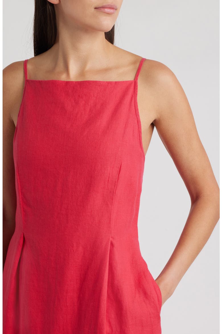 High Neck Sleeveless Linen Minidress, Alternate, color, WATERMELON