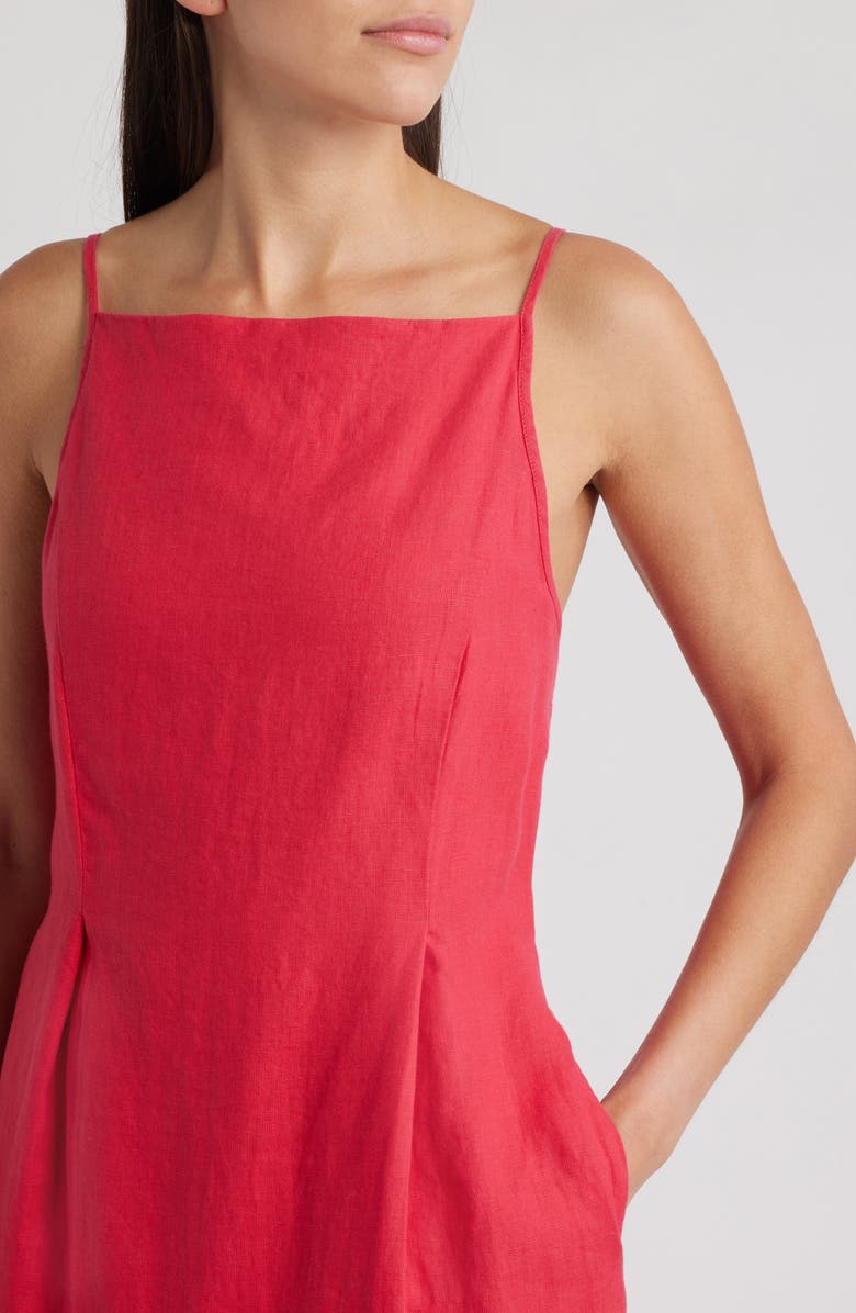 Madewell High Neck Sleeveless Linen Minidress, Alternate, color, Watermelon