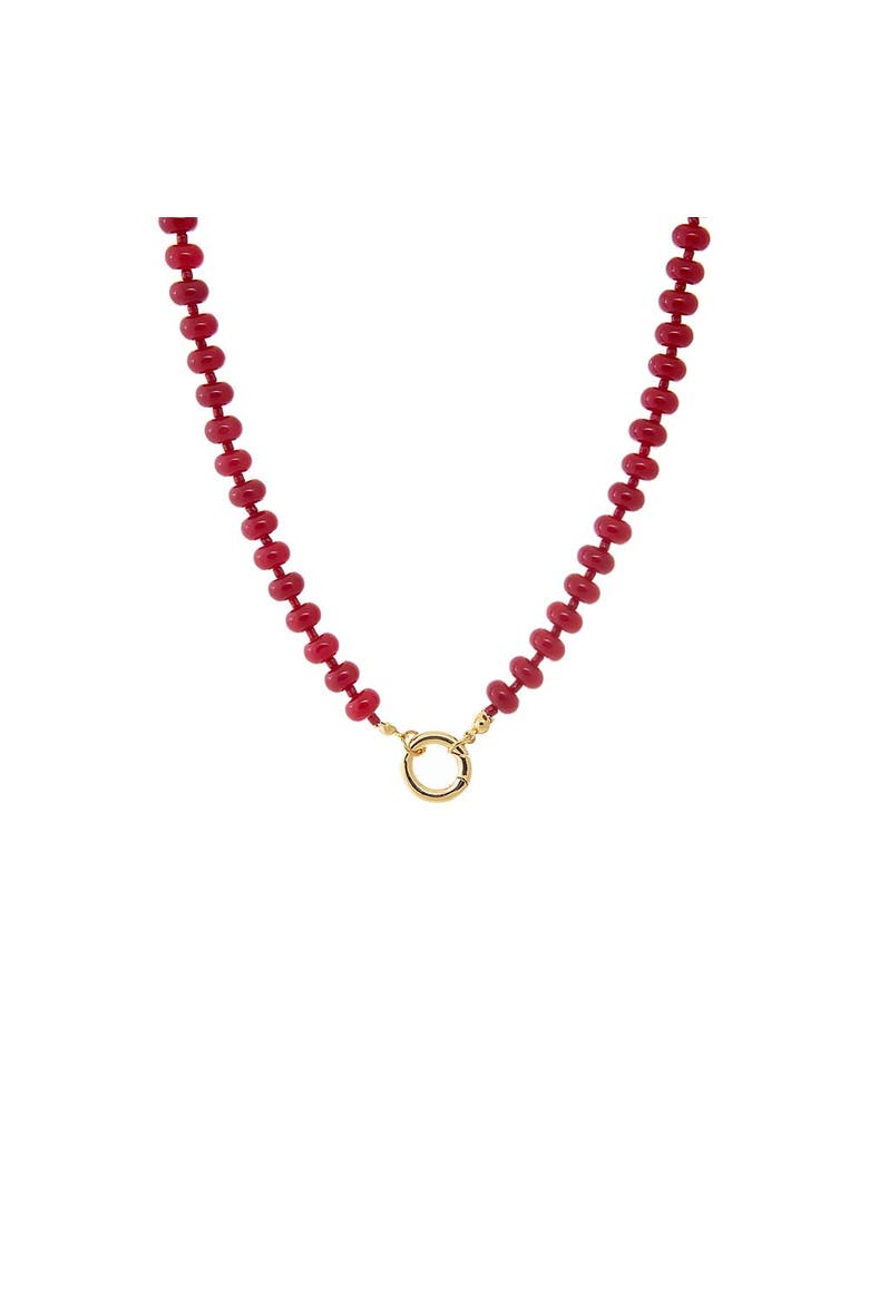 Magenta Beaded Clicker Necklace, Main, color, Red