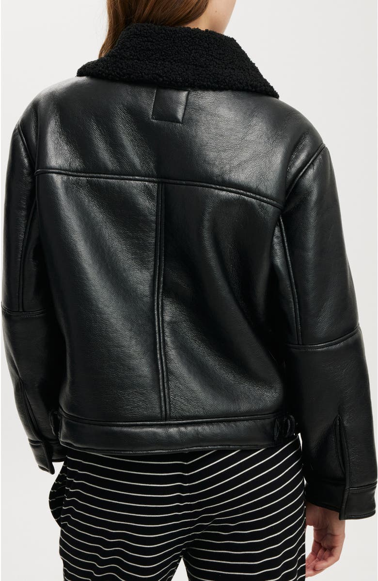 Cotton On Women's Dakota Faux Leather Aviator, Alternate, color, Black