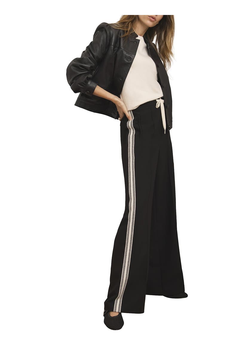Crochet Trim Wide Trousers, Alternate, color, Black