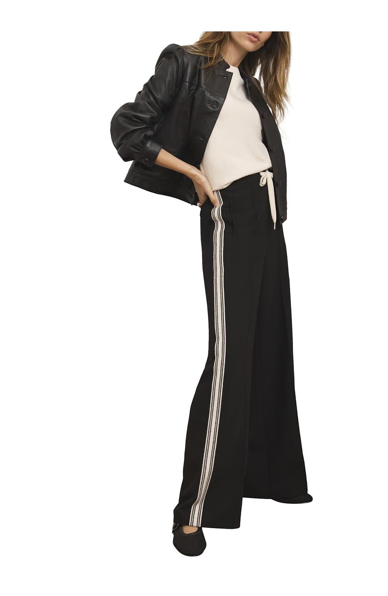 MINT VELVET Crochet Trim Wide Trousers, Alternate, color, Black