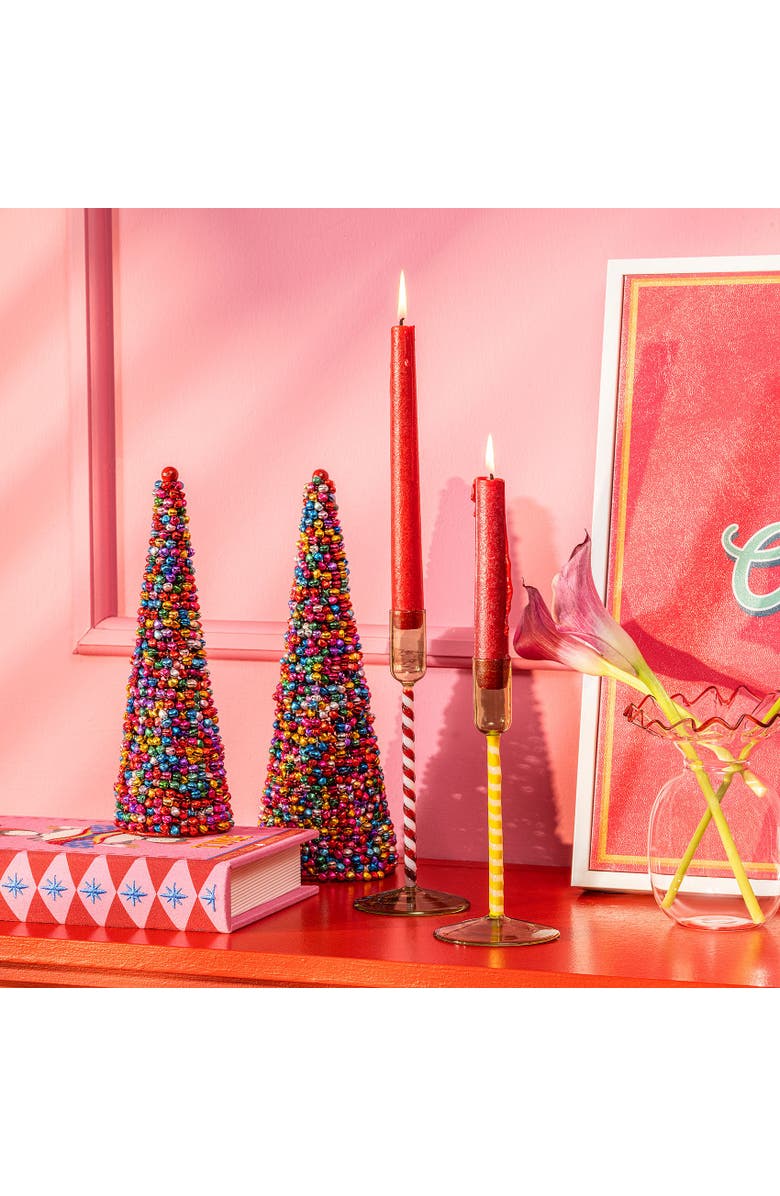 Zsa Zsa Zsu Henan Borosilicate Glass Candlestick 2 Pcs Set, Alternate, color, Red