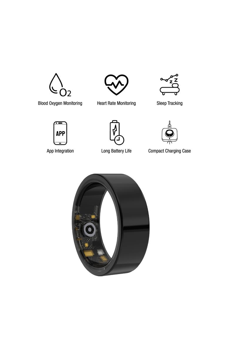 Everyday Wellness Smart Ring - Sleek Health & Sleep Tracker with Magnetic Charging Base - Size L / XL, Alternate, color, Black