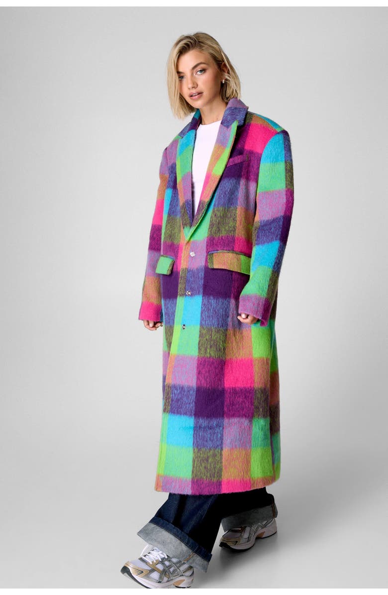 NASTY GAL Multi Check Tailored Coat, Alternate, color, Multi