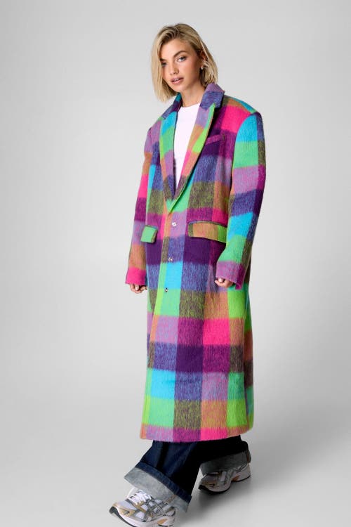 Nasty Gal Multi Check Tailored Coat In Multi