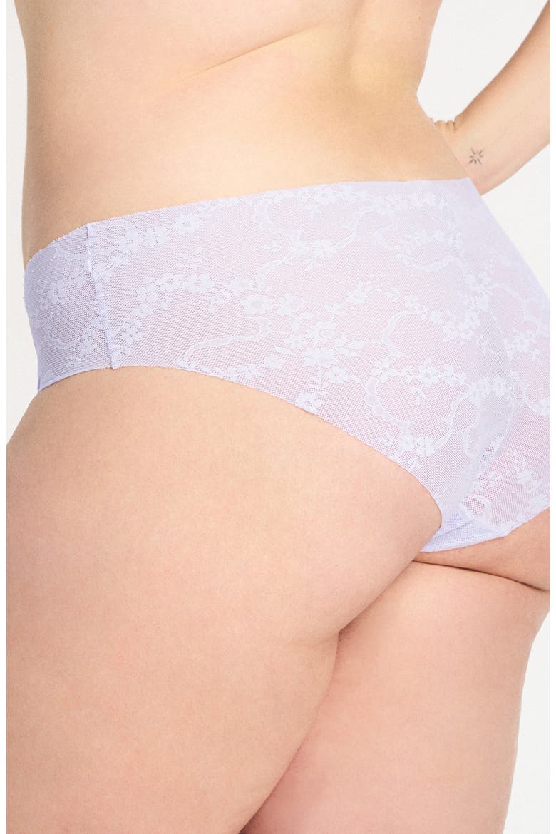 No-Show Lace Hipster Briefs, Alternate, color, LILAC FLEUR