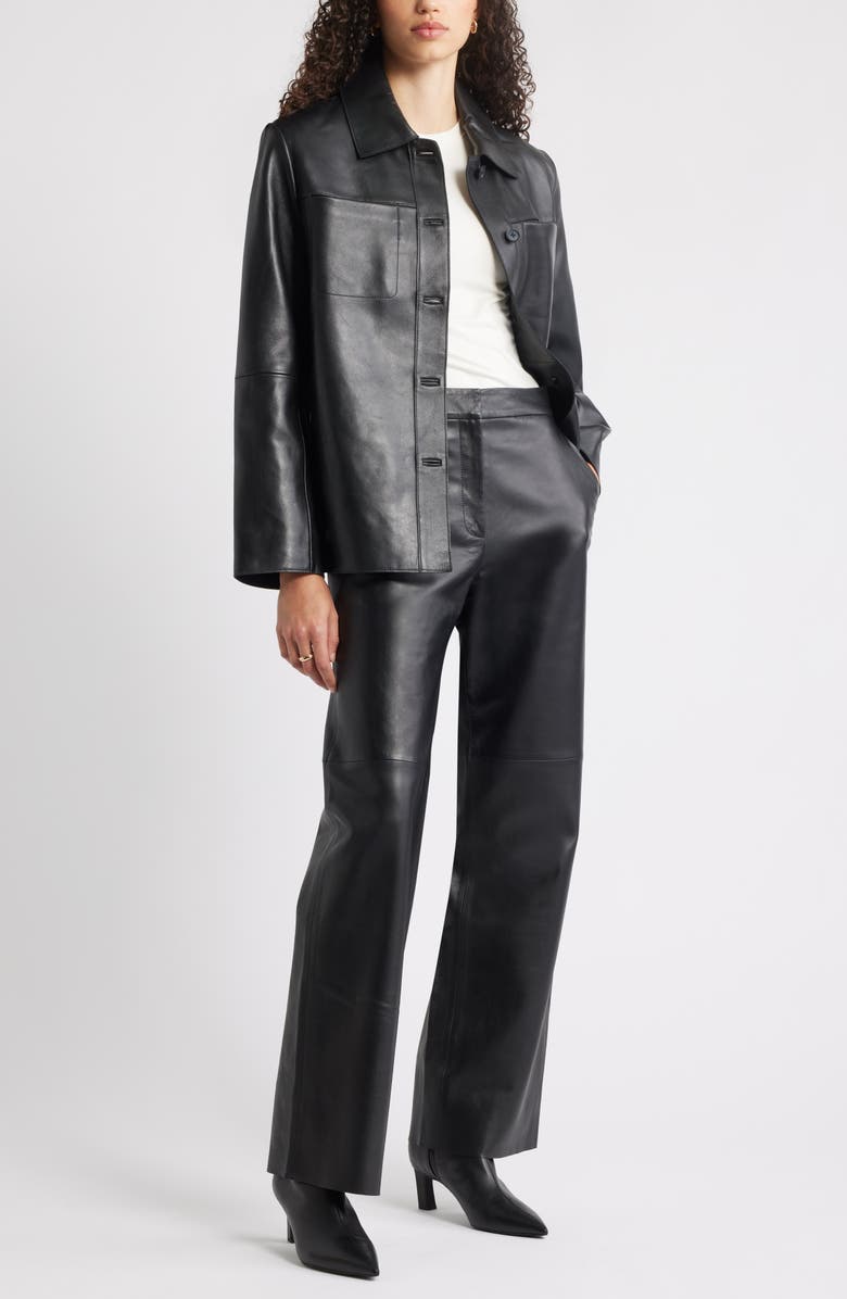 Nordstrom Leather Shirt Jacket, Alternate, color,