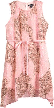 Ava & Yelly Kids' Sequin Shark Bite Hem Party Dress