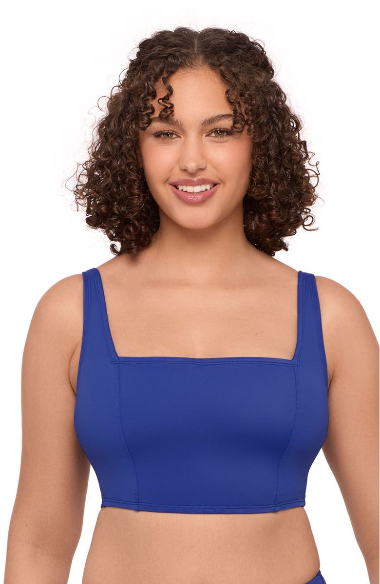 S3 Apparel Square Neck Lace Back Midkini Swim Top, Main, color, Indigo