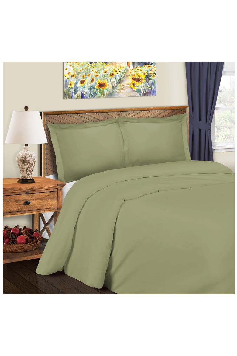 Solid 800 Thread Count Sateen Duvet Cover & Shams Set, Alternate, color, HUNTER GREEN