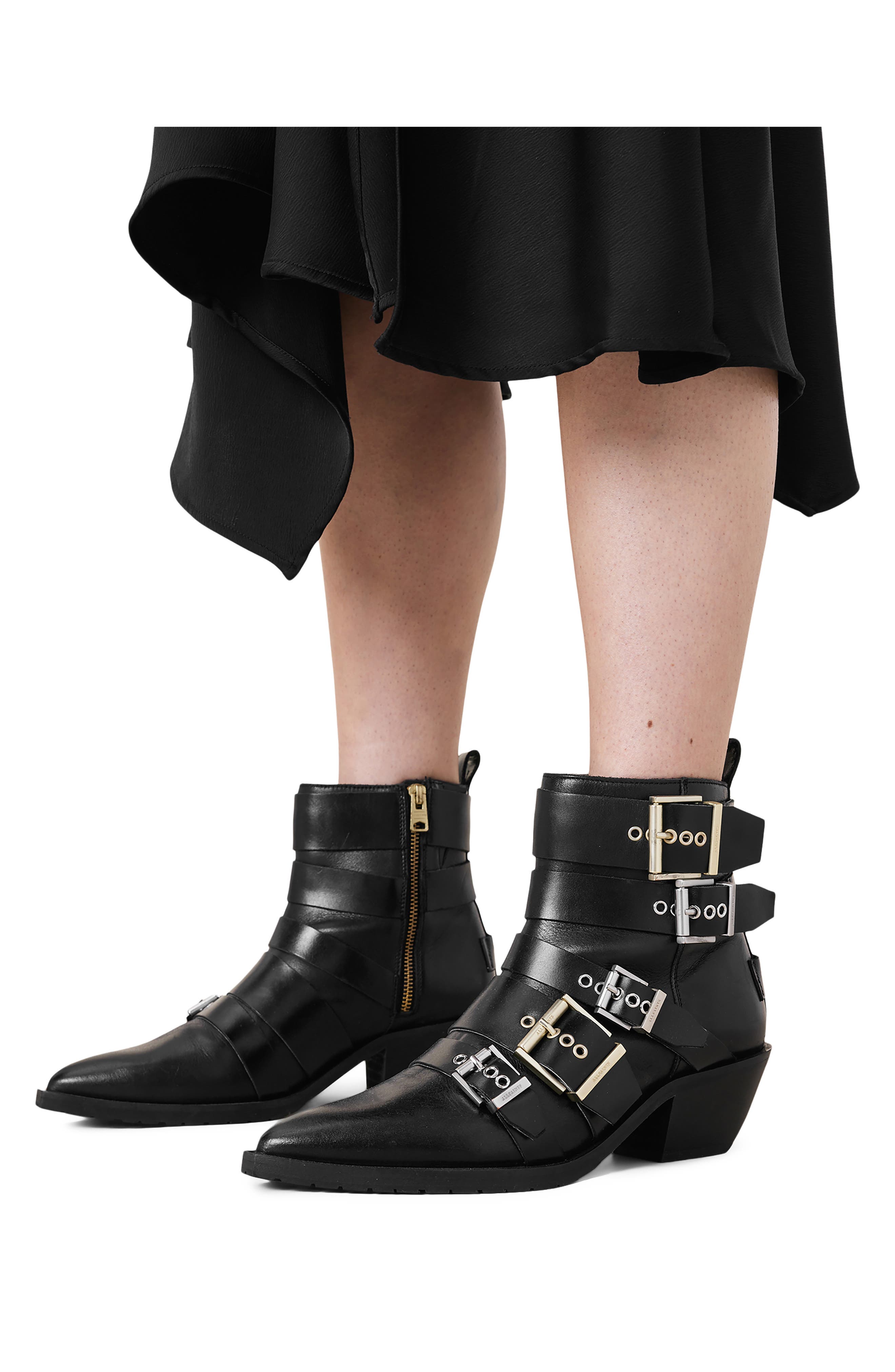 AllSaints Jane Buckle Bootie, Alternate, color, 