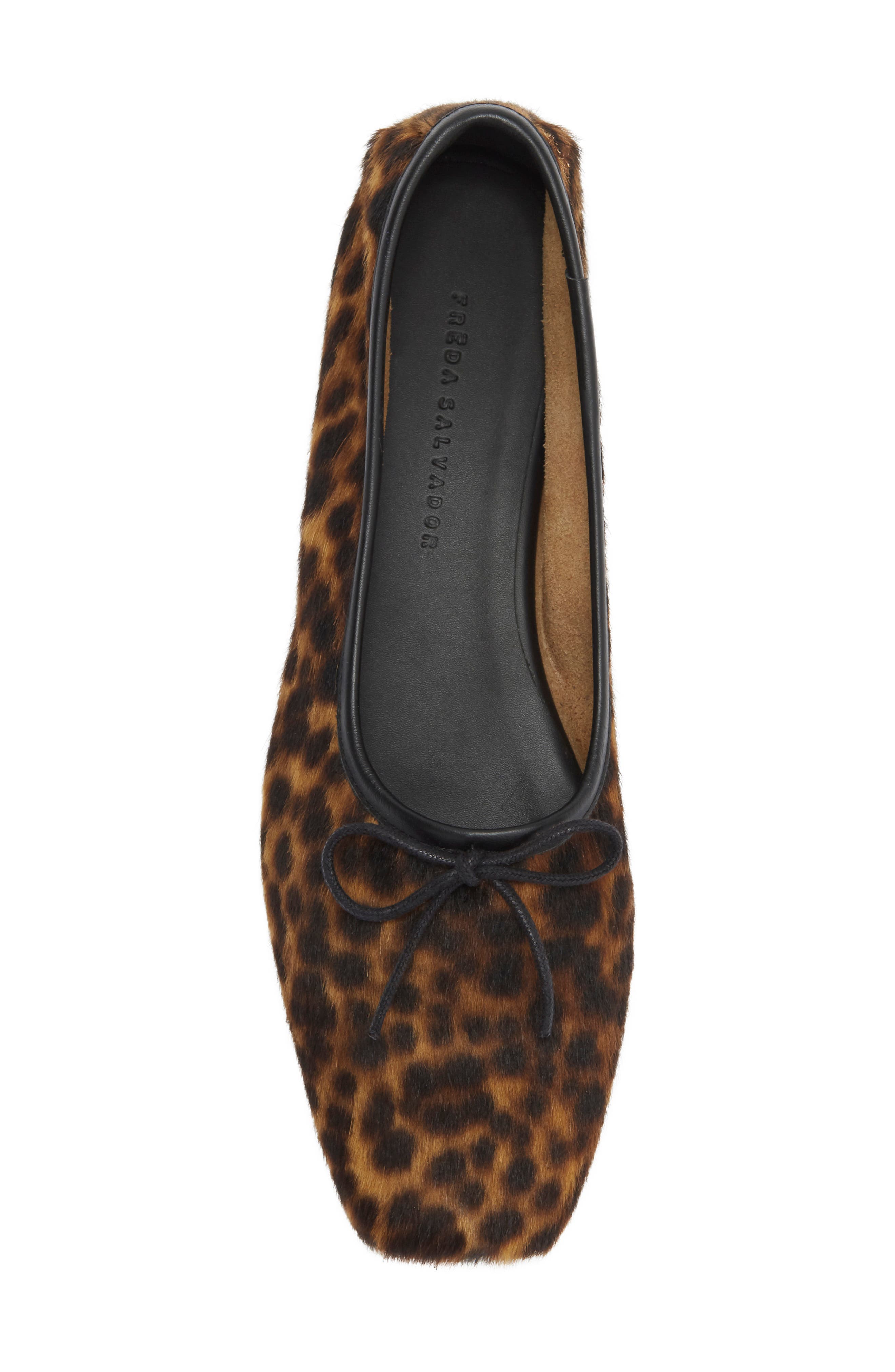 Jada Square Toe Genuine Calf Hair Ballet Flat, Alternate, color, LEOPARD HAIRCALF