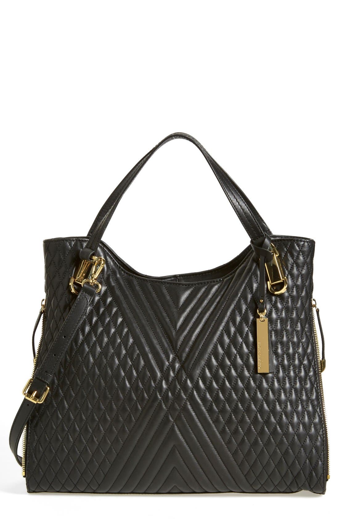 Vince Camuto 'Riley' Quilted Leather Tote, Main, color, 