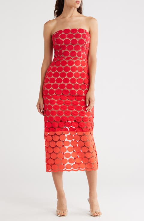 Circle Lace Strapless Body-Con Dress