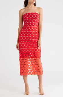 Sam Edelman Circle Lace Strapless Body-Con Dress