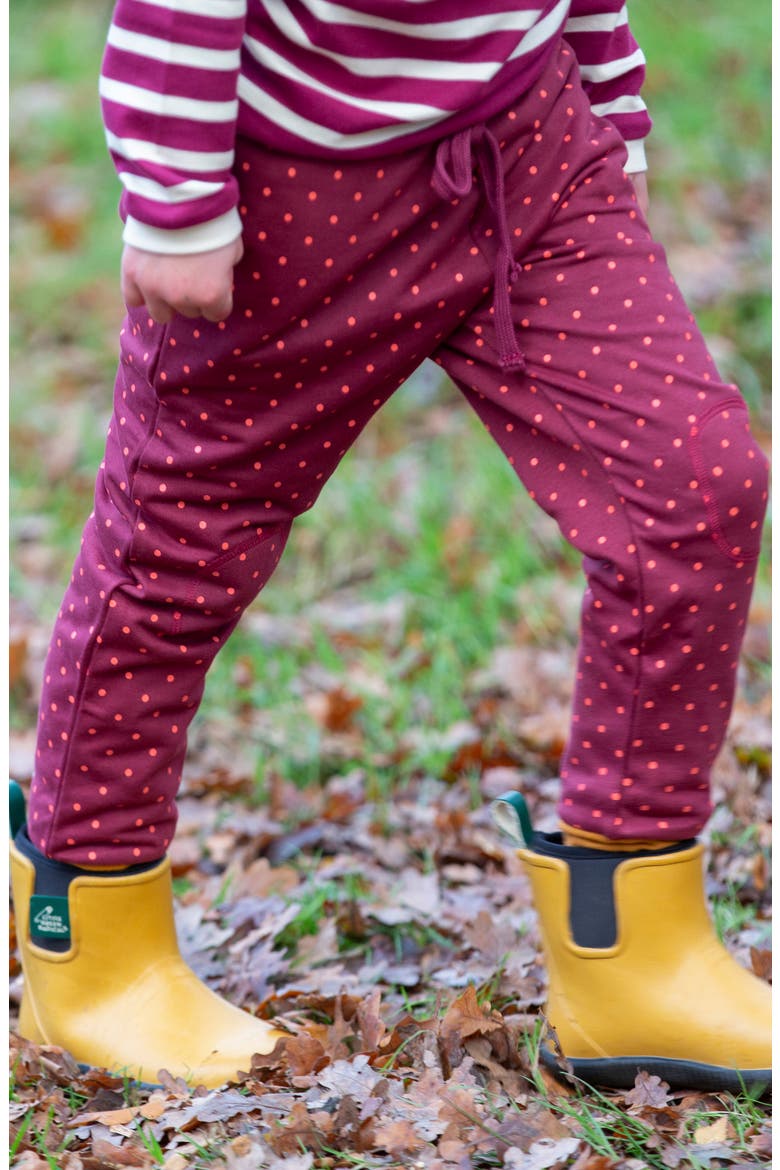 Kids' Polka Dot Organic Cotton Joggers, Alternate, color, BROWN