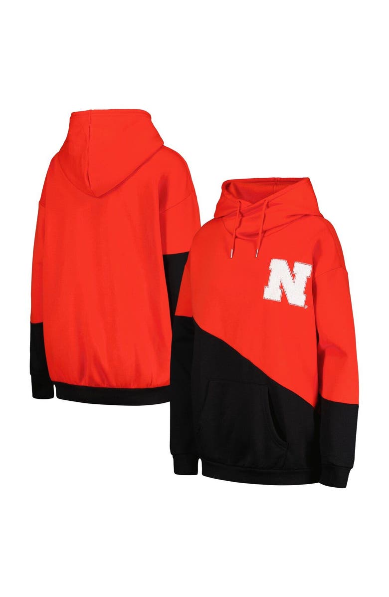 GAMEDAY COUTURE Women's Gameday Couture Scarlet/Black Nebraska Huskers Matchmaker Diagonal Cowl Pullover Hoodie, Main, color, Scarlet