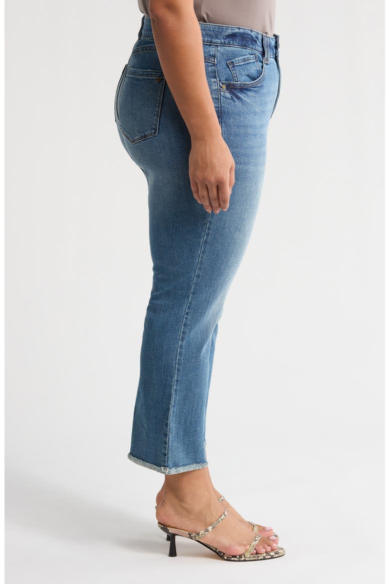 Frayed High Waist Ankle Slim Straight Leg Pants (Nordstrom Exclusive), Alternate, color, MID BLUE ARTISANAL