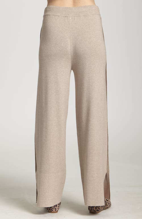 Apny Drawstring Waist Split Hem Pants In Neutral