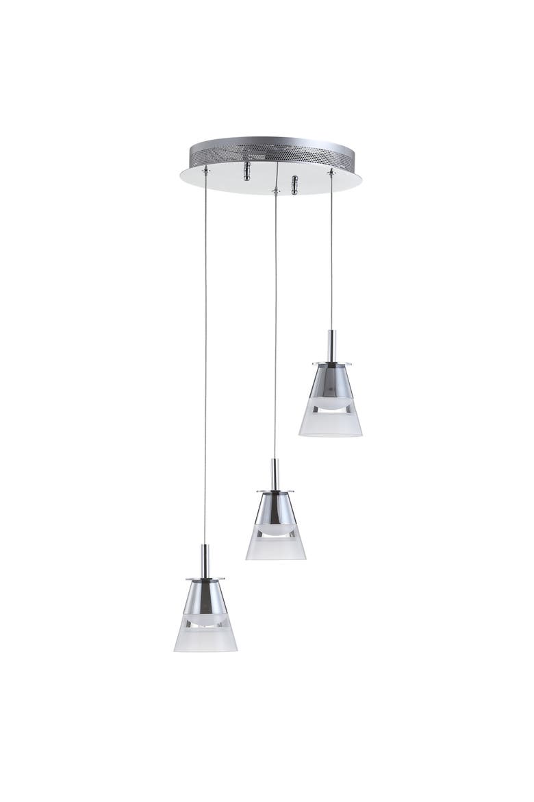 Alain 3-Light Adjustable Cascading Metal Integrated Cluster LED Pendant, Alternate, color, Chrome/White