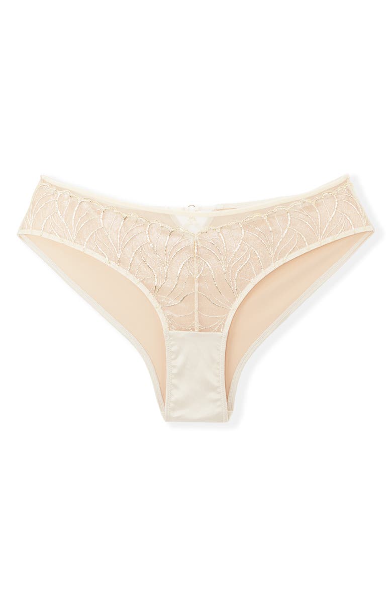 Etam Envolee Lace & Satin Hipster Panties, Alternate, color, Beige/ Gold