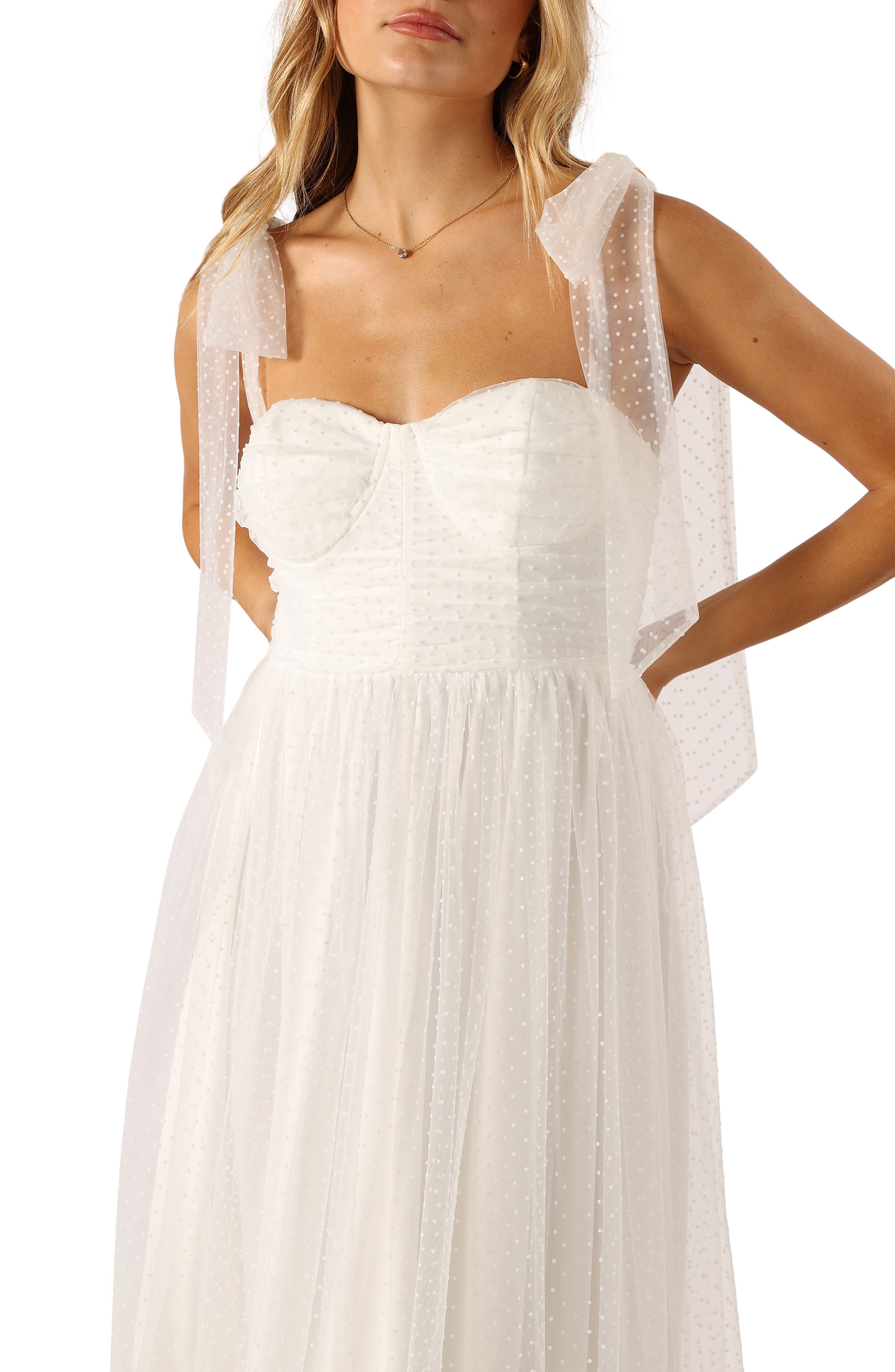 floret bow strap sweetheart neck maxi dress Petal and Pup Women's Floret Midi Dress
