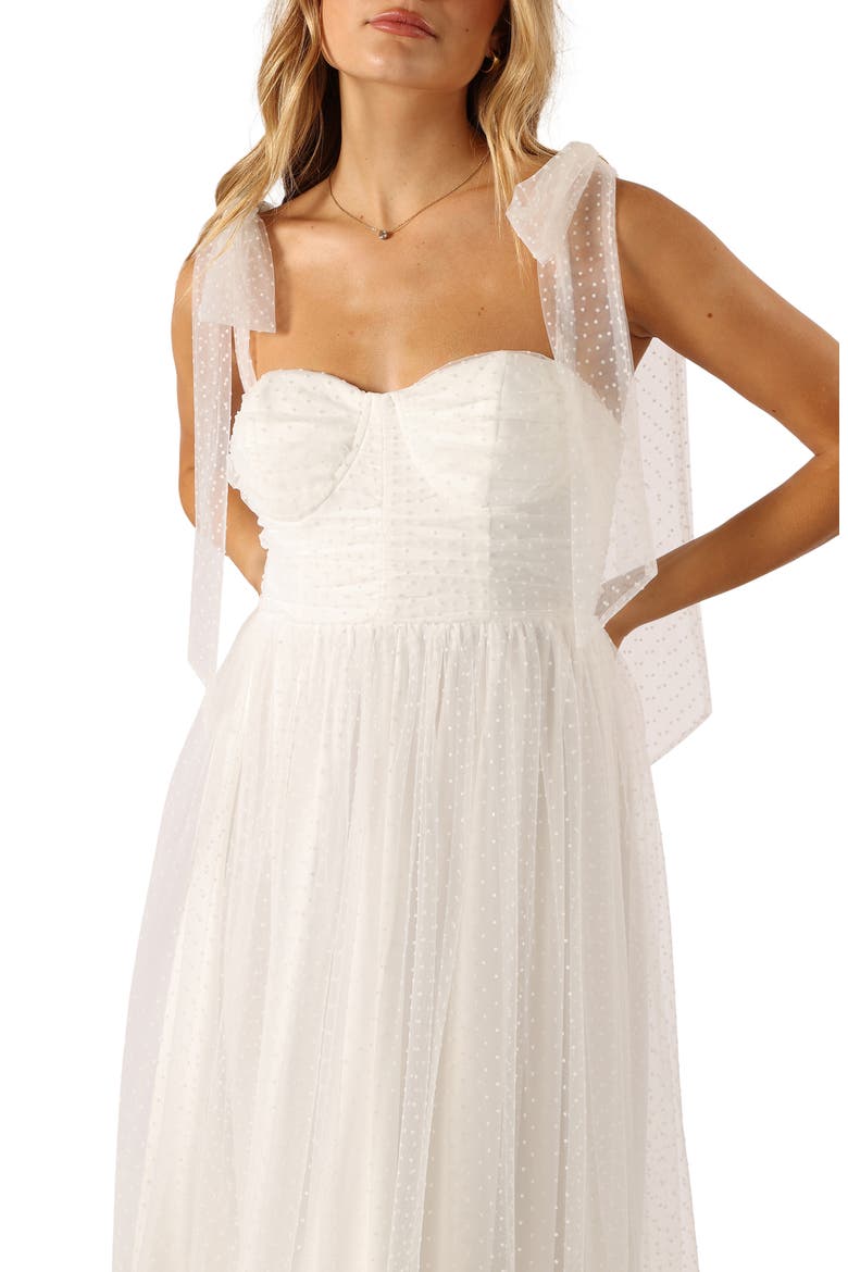 Floret Bow Strap Sweetheart Neck Maxi Dress, Alternate, color, OFF WHITE