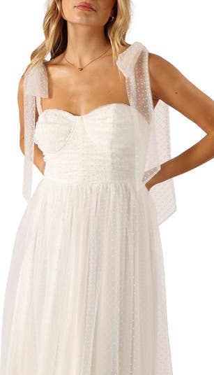 Floret Bow Strap Sweetheart Neck Maxi Dress