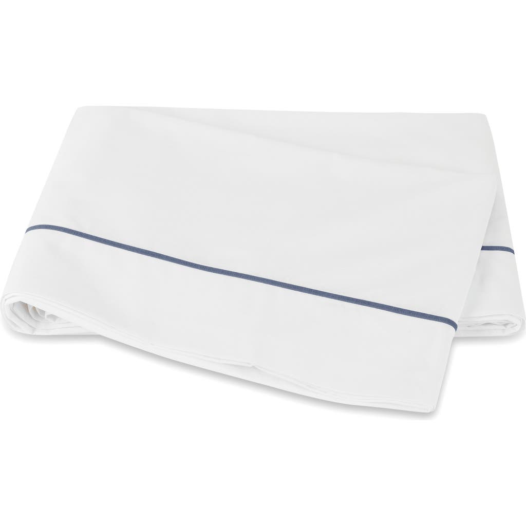 Matouk Bergamo 500 Thread Count Cotton Percale Flat Sheet In White