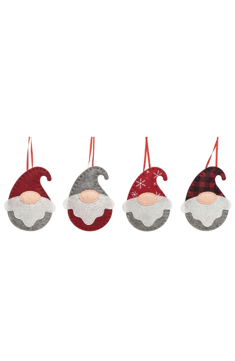 Transpac Multicolored Christmas Rustic Gnome Ornament Set of 4, Main, color, Multi