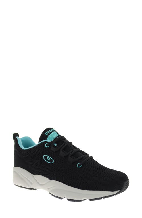 Propét Stability Fly Sneaker In Black/aqua