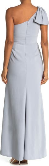 After Six Ivory Bow Neck Crepe Gown