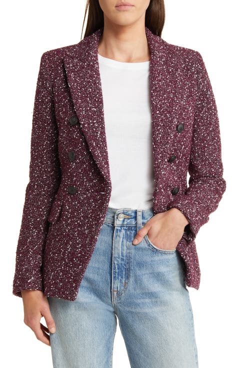 Preston Double Breasted Wool Blend Tweed Blazer