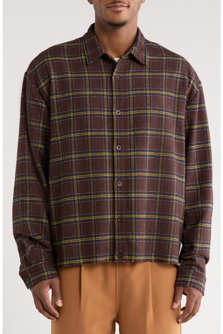 Scobello Plaid Flannel Button-Up Shirt, Alternate, color, MAROON