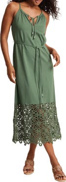 Tommy Bahama Islandscape Tie Waist Sleeveless Midi Dress