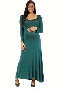 24seven Comfort Apparel Long Sleeve Maternity Maxi Dress