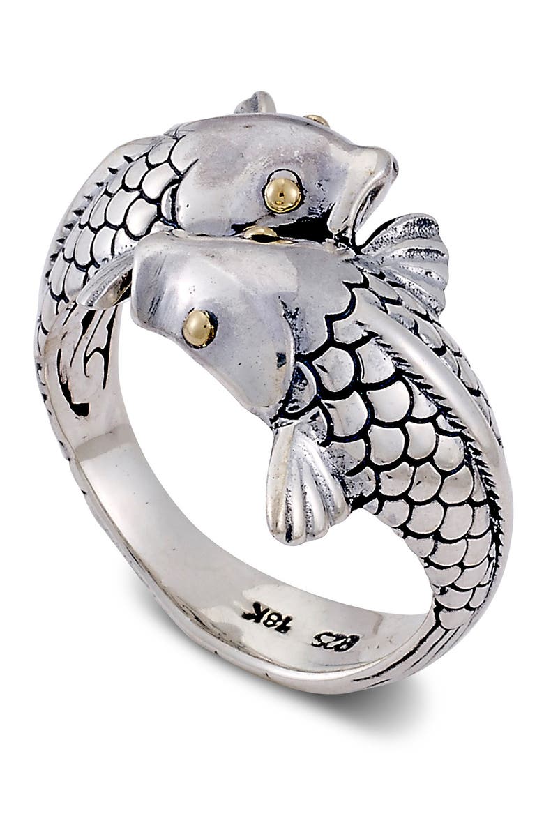 Sterling Silver & 18K Gold Koi Fish Bypass Ring, Main, color, SILVER-GOLD