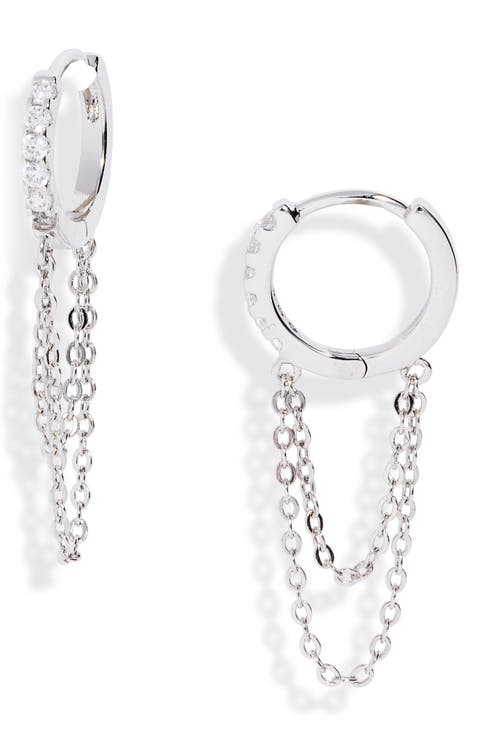 Chain Drop Huggie Hoop Earrings