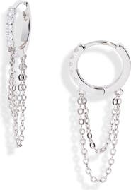 Nordstrom Chain Drop Huggie Hoop Earrings