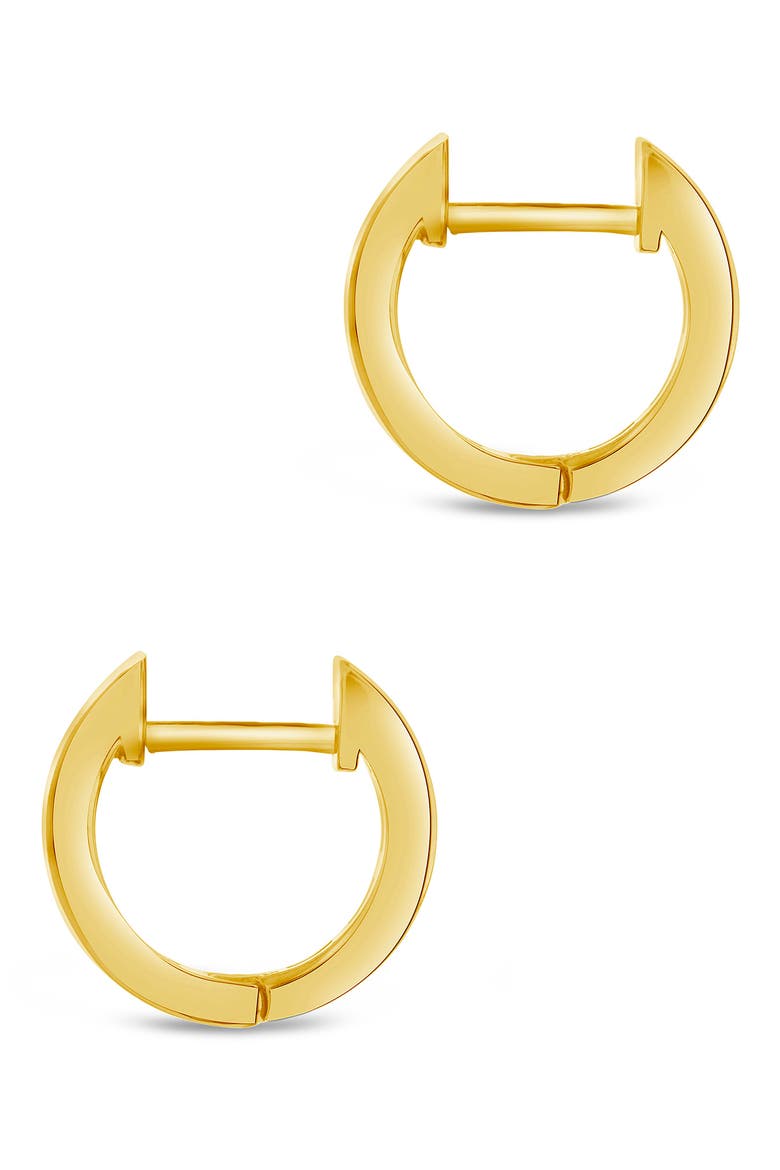 14K Yellow Gold Plated Sterling Silver Baguette CZ Huggie Hoop Earrings, Alternate, color, GOLD