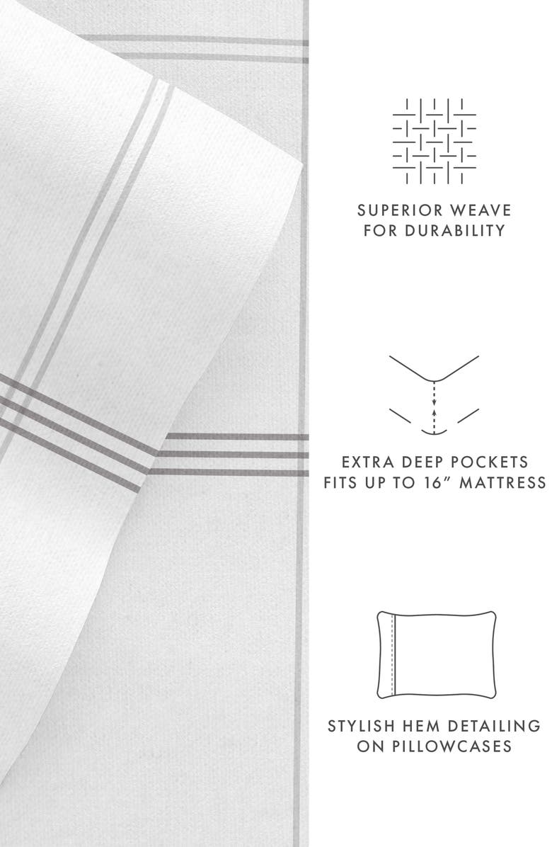 HOMESPUN Premium Checkered 4-Piece Flannel Bed Sheet Set, Alternate, color, Gray