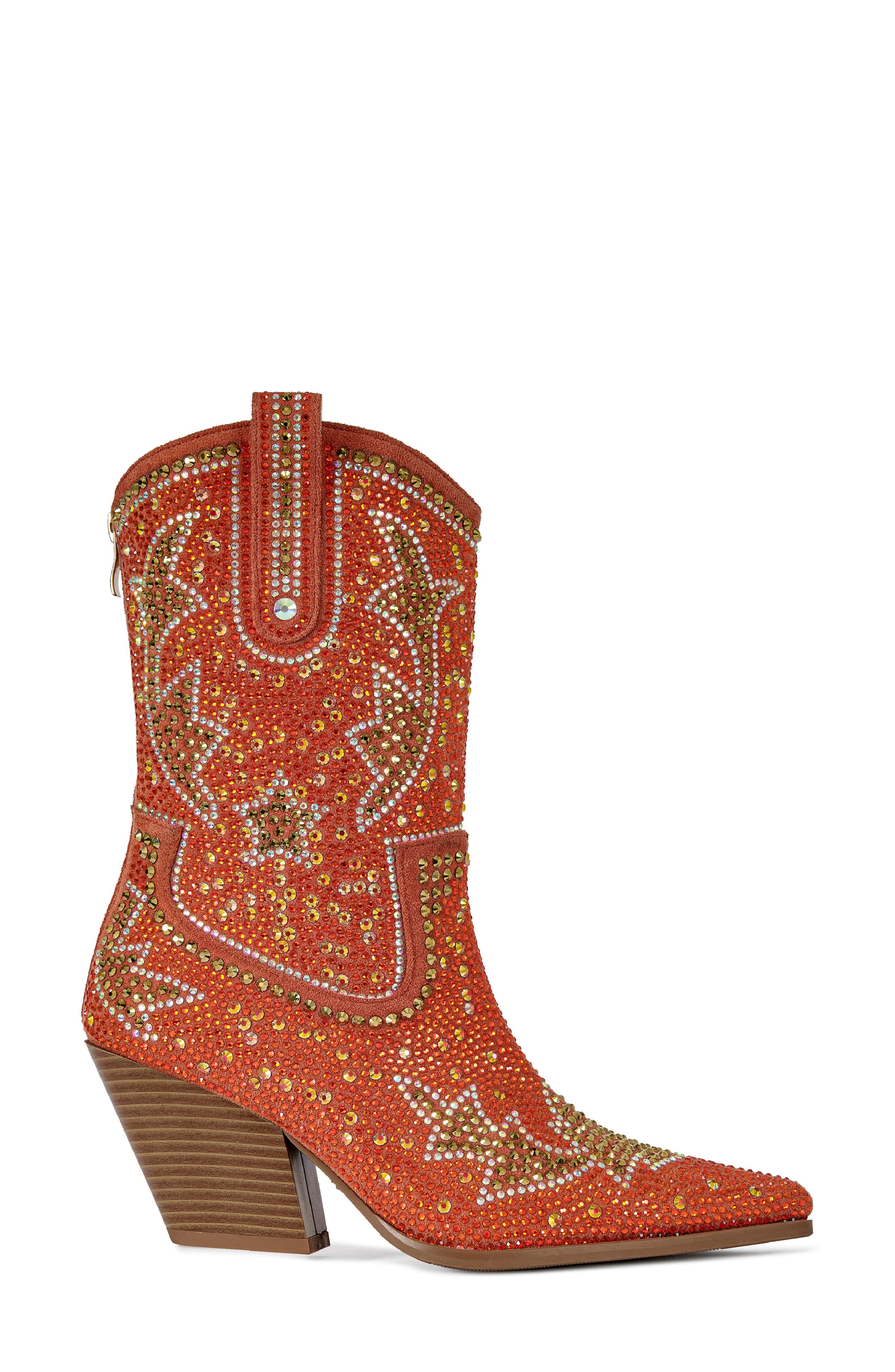AZALEA WANG Scott Western Bootie, Alternate, color, Orange Multi
