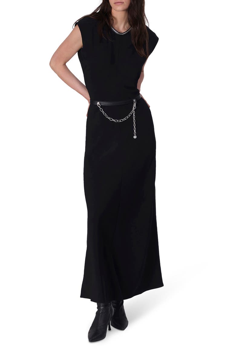 rag & bone Marie Studded Crepe Maxi Dress, Alternate, color, Blk